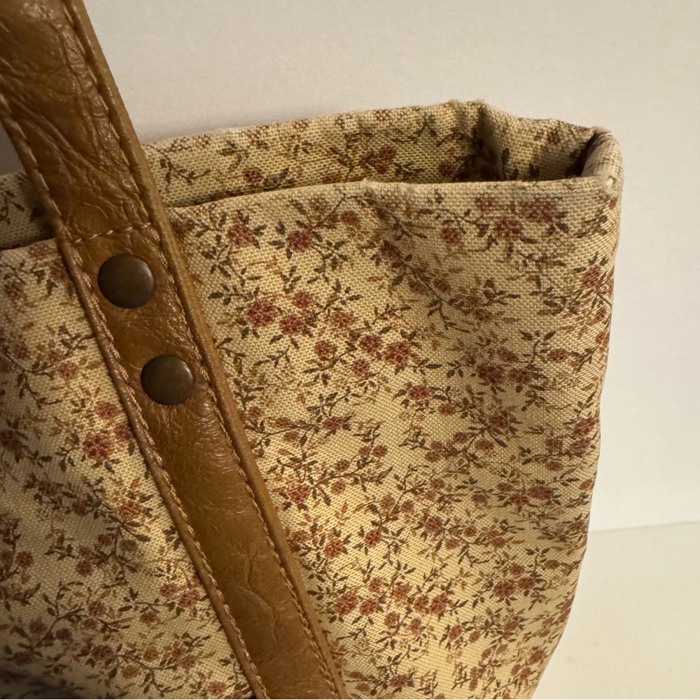 LONGABERGER Small Tote Book Bag Tan Floral - Picture 13 of 16